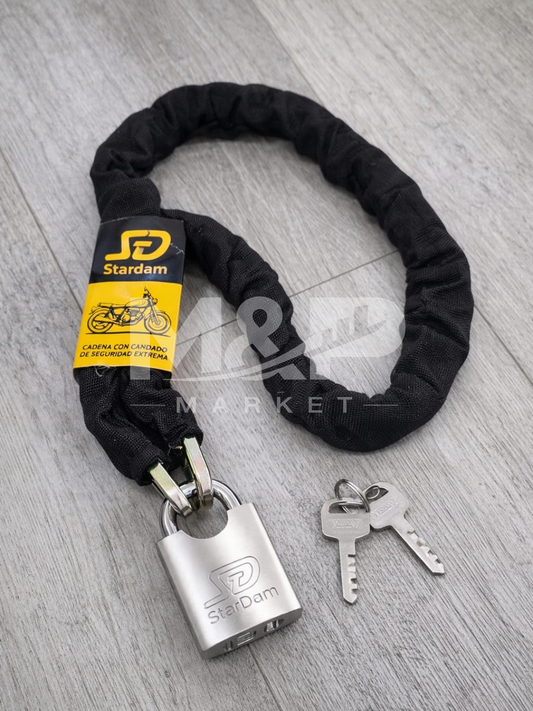 Cadena de Seguridad Reforzada con Candado para Moto y Bicicleta